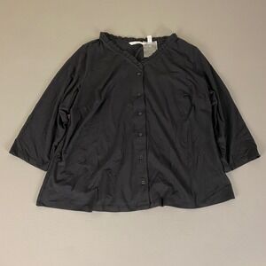 Isaac Mizrahi LIVE! Blouse‎ Top Women's Plus Size 1X Button Up Ruffle Neckline